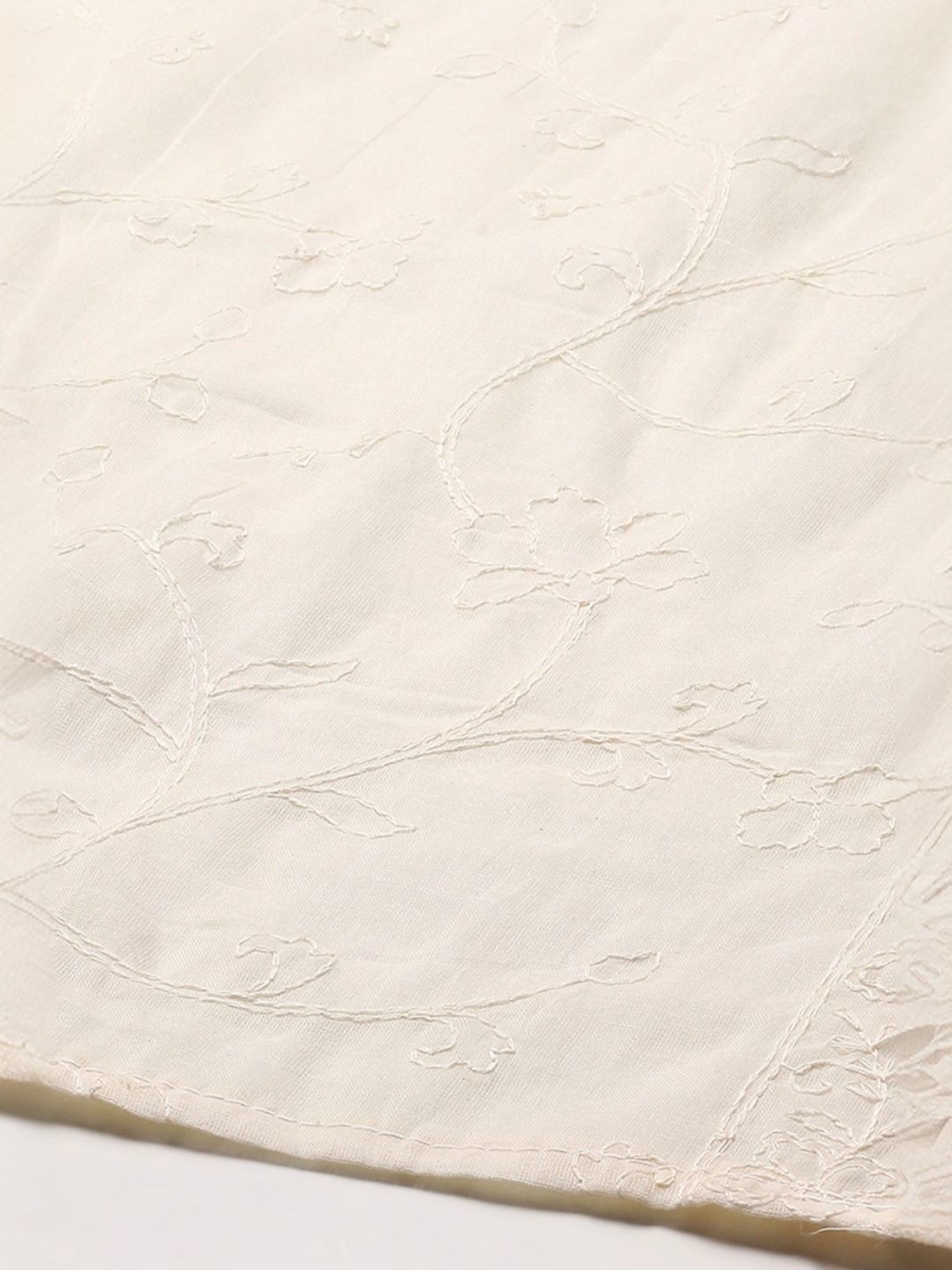 Biba White Cotton Embroidered Dupatta