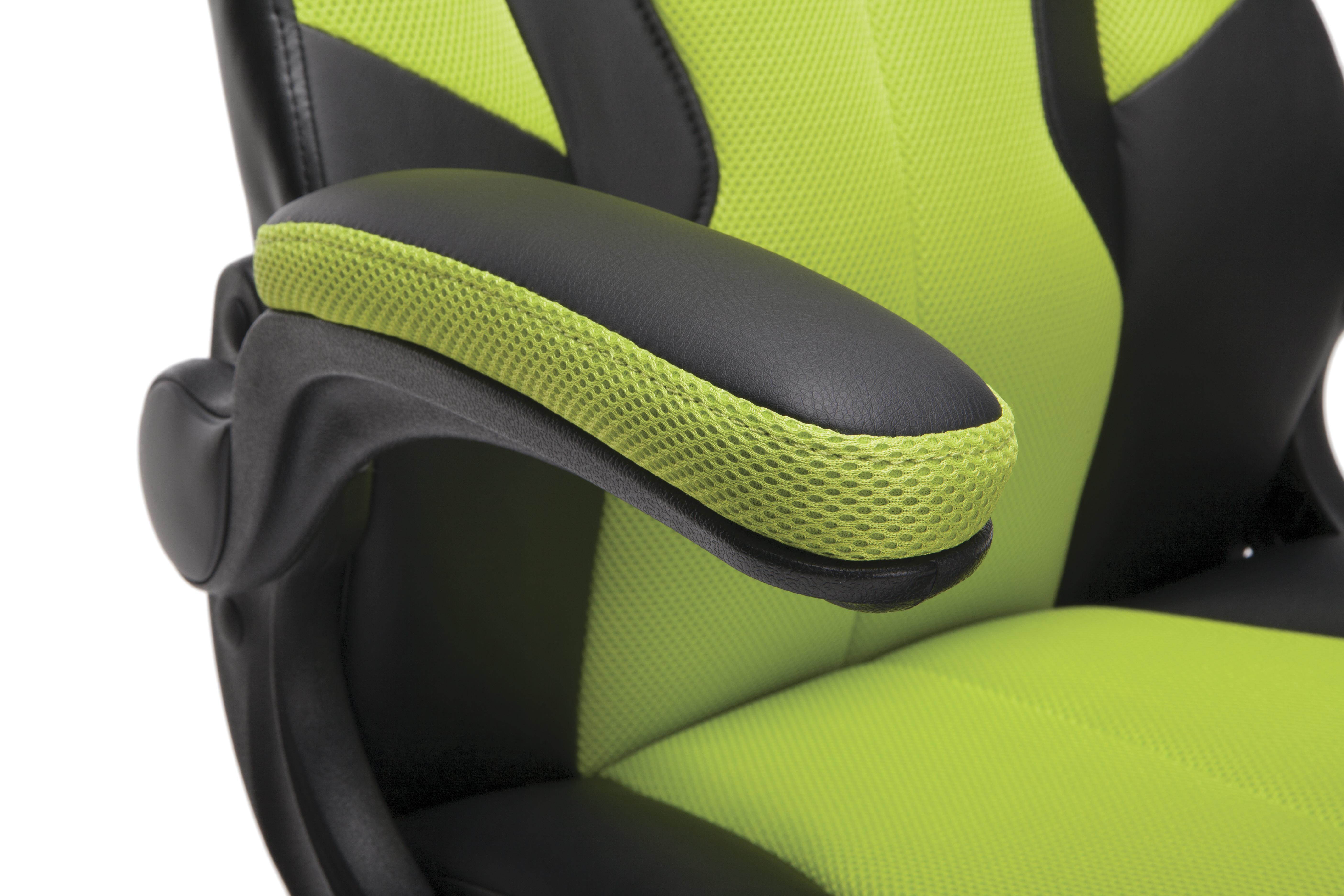 OFM Essentials Collection High-Back Racing Style Bonded Leather Gaming Chair, in Green (ESS-3086-GRN)