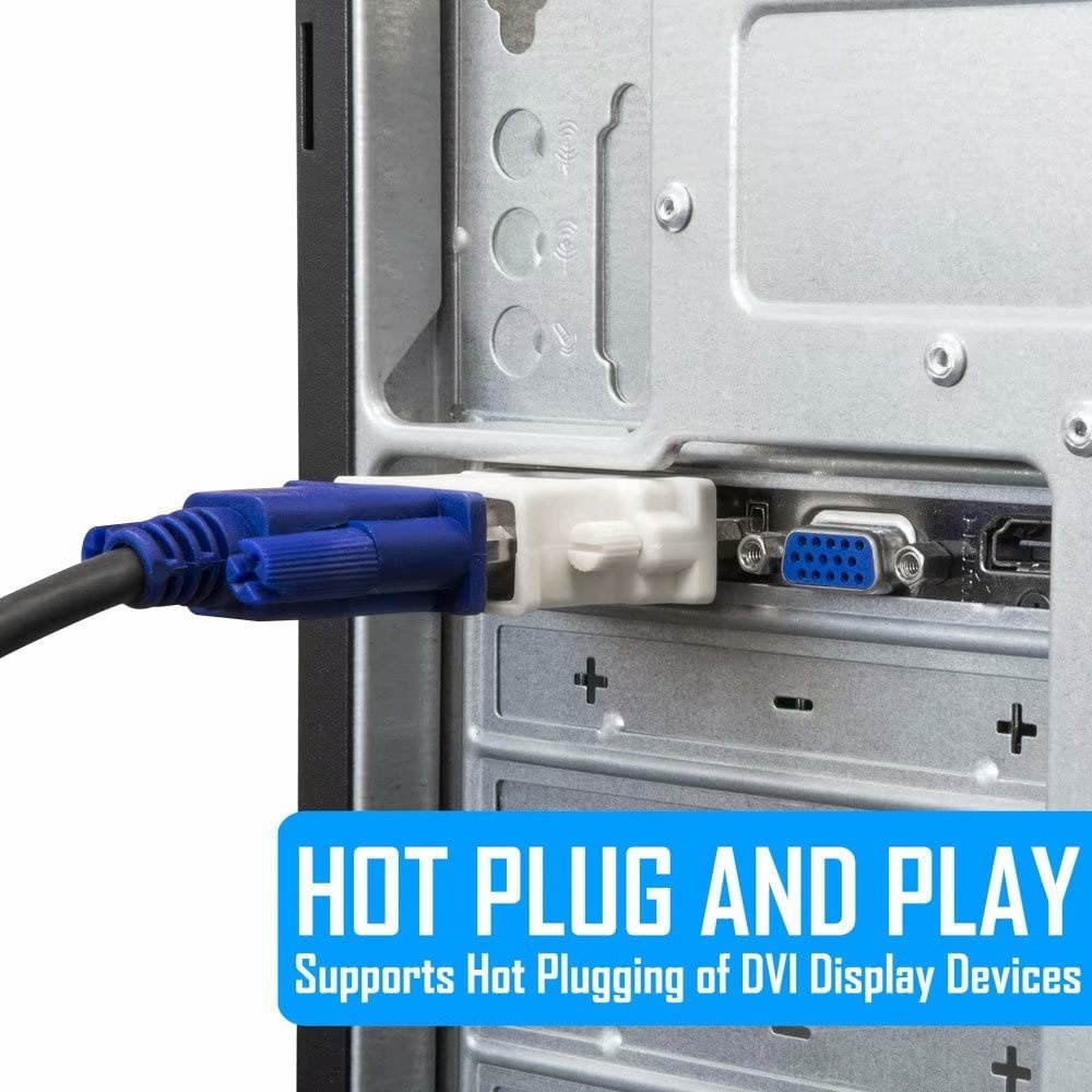 DVI-D 24+1 Male to VGA HD 15 Female Adapter for HDTV, Gaming, Projector, DVD, Laptop, PC, Computers. Convert VGA/SVGA Monitors to DVI, and Supports Hot Plugging of DVI Display Devices(3Pack)