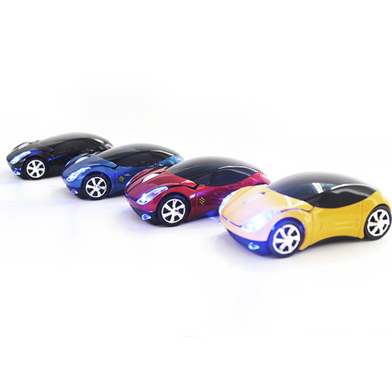 HISPETECH 1200DPI 2.4G Mini Wireless Mouse Car Shaped Mouse USB Portable Optical Mice LED Light for PC Laptop Computer Home Office