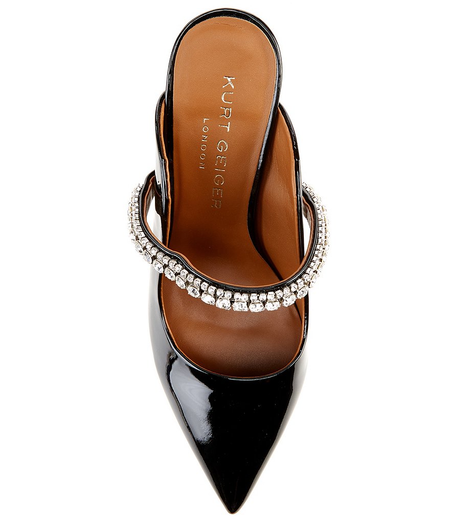 Kurt Geiger London Duke Patent Leather Jewel Strap Pointed Toe Dress Mules