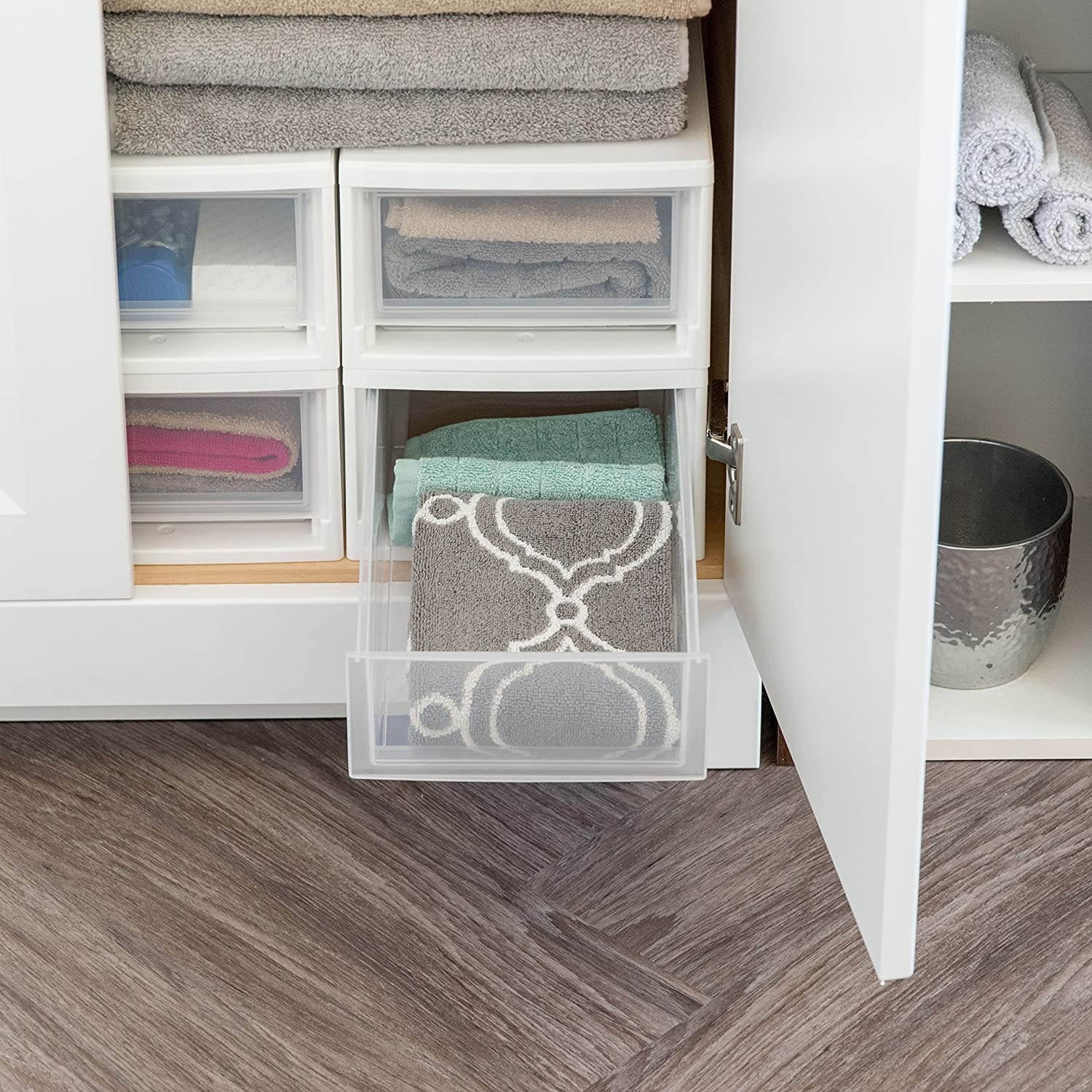 IRIS USA MSD-1 Compact Stacking Drawer, White, 6 Quart, 4-Pack