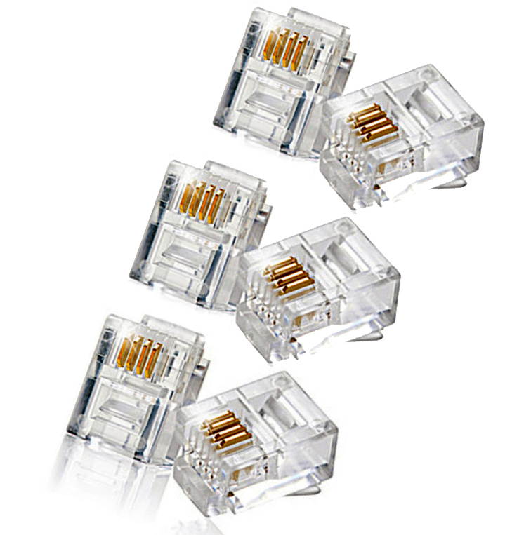 100 units- RJ11 Plug 6P4C Phone Cord Connectors RJ11 Plug Telephone Modular,RJ11 Connector,Telephone Line Jack