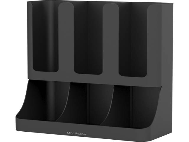 Mind Reader UPRIGHT6BLK Six-Section Upright Coffee Condiment/Cup Organizer, Black