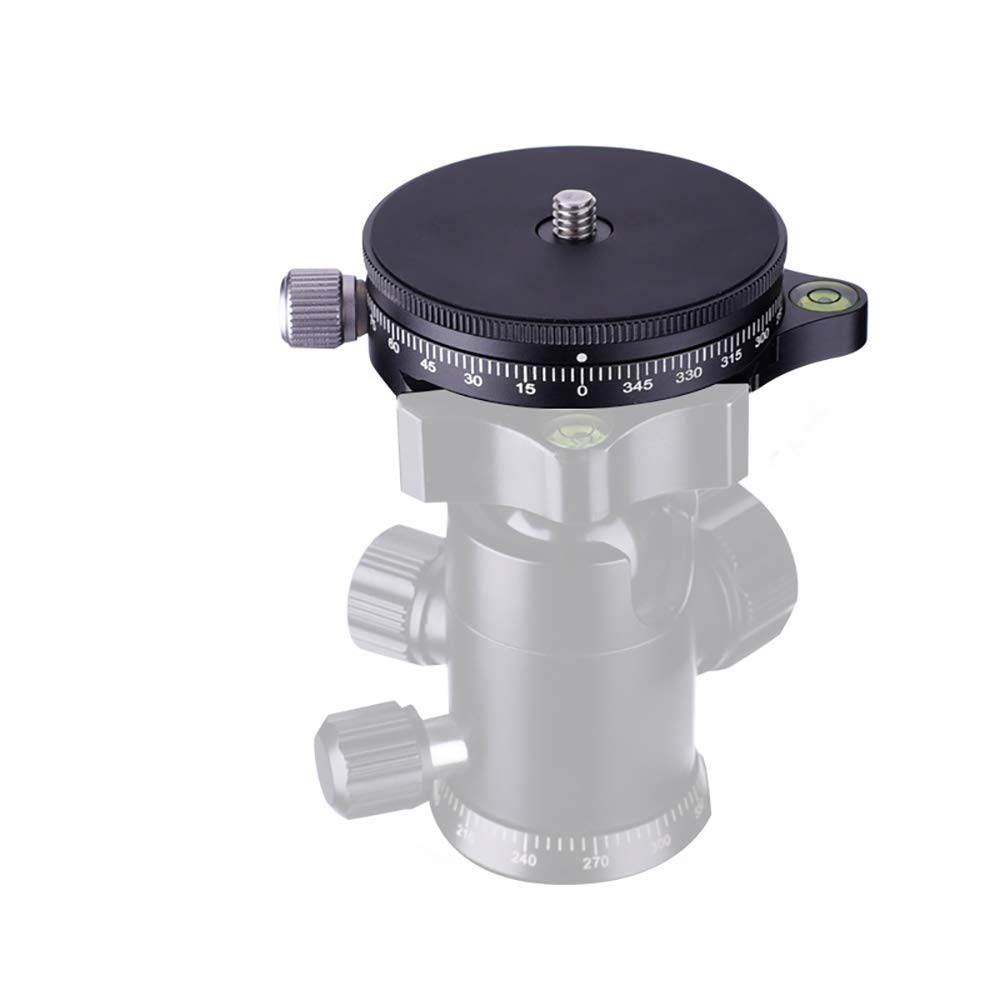 koolehaoda Camera Panoramic Panning Base with Arca Swiss Style Plate, Aluminum Alloy Black Panorama Tripod Head with Bubble Level for Tripod Monopod DSLR Cameras, Load Capacity 22 LBS