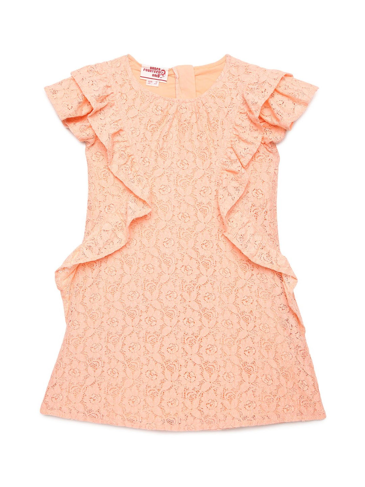 Under Fourteen Only Kids Peach Lace Dress