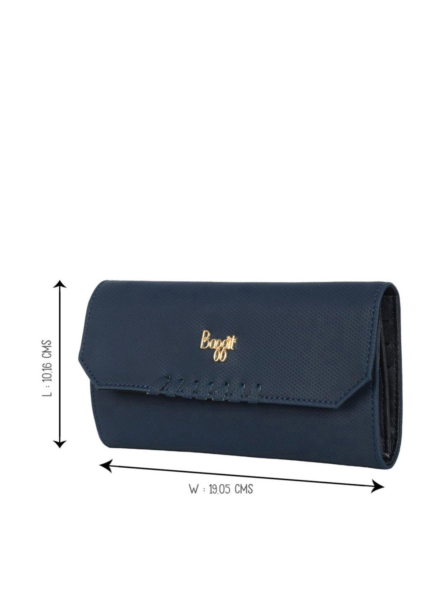 Baggit Navy Solid Tri-Fold Wallet for Women