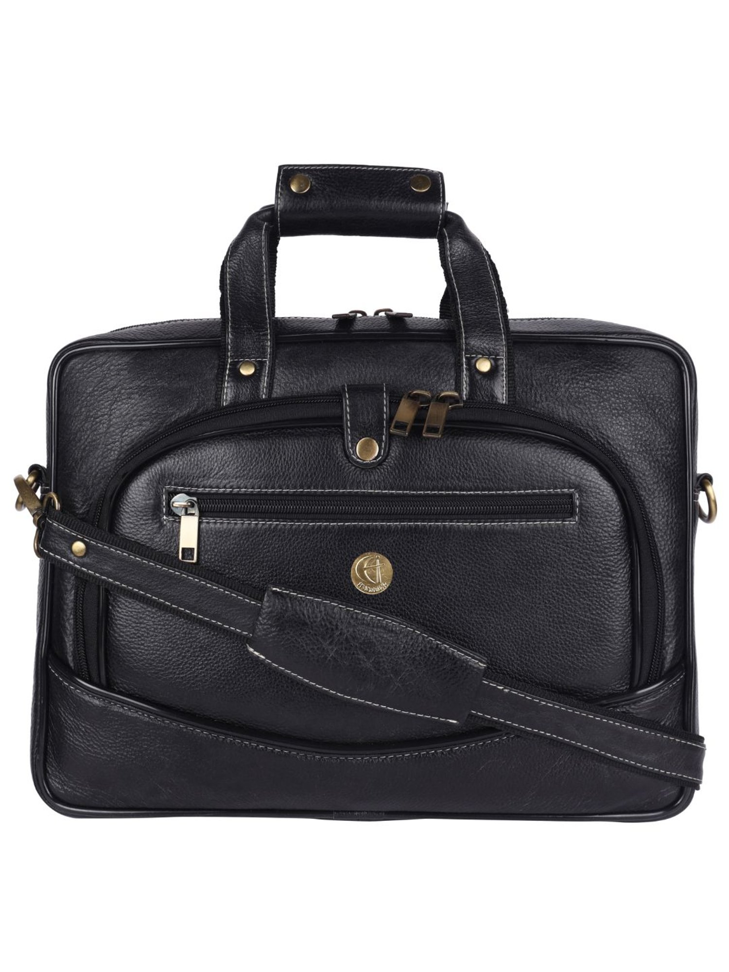HiLEDER 100% Pure Genuine Leather Briefcase Laptop Messenger Office Bag for Men & Women, Black