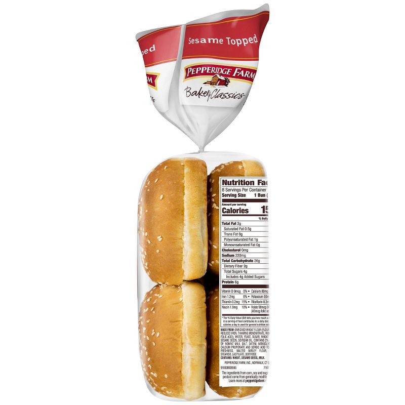 Pepperidge Farm Bakery Classics Sesame Topped Hamburger Buns - 15oz/8ct