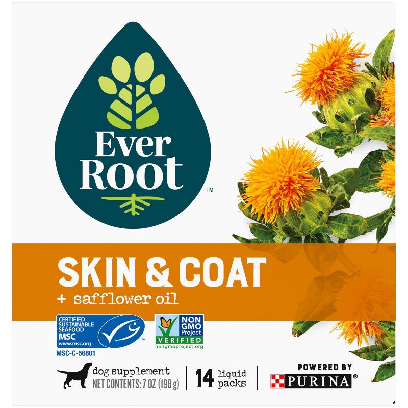 Purina EverRoot Natural, Organic Skin & Coat Dog Supplement Liquid Packs - 14ct