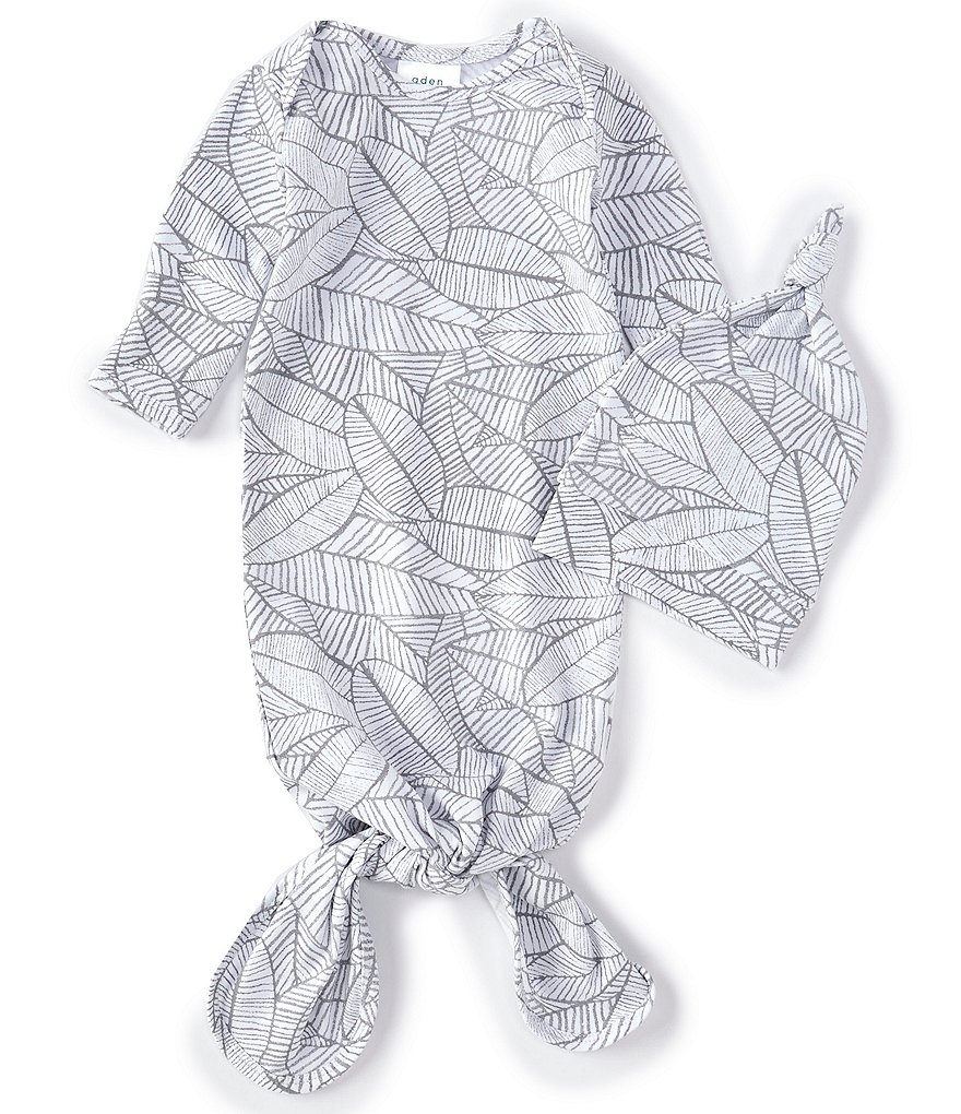 Aden + Anais Baby Boys Newborn-3 Months Long-Sleeve Zebra Plant Gown & Hat Set