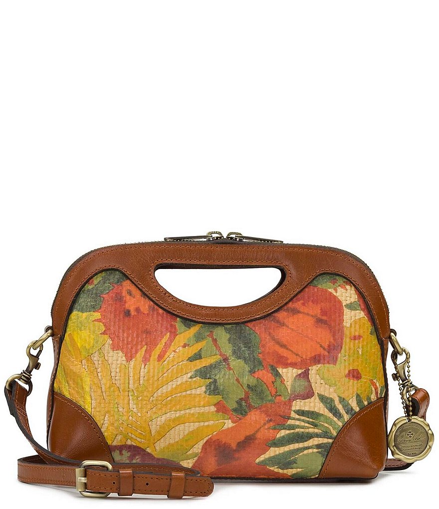 Patricia Nash Tropical Dreams Collection Printed Straw Sora Satchel Crossbody Bag