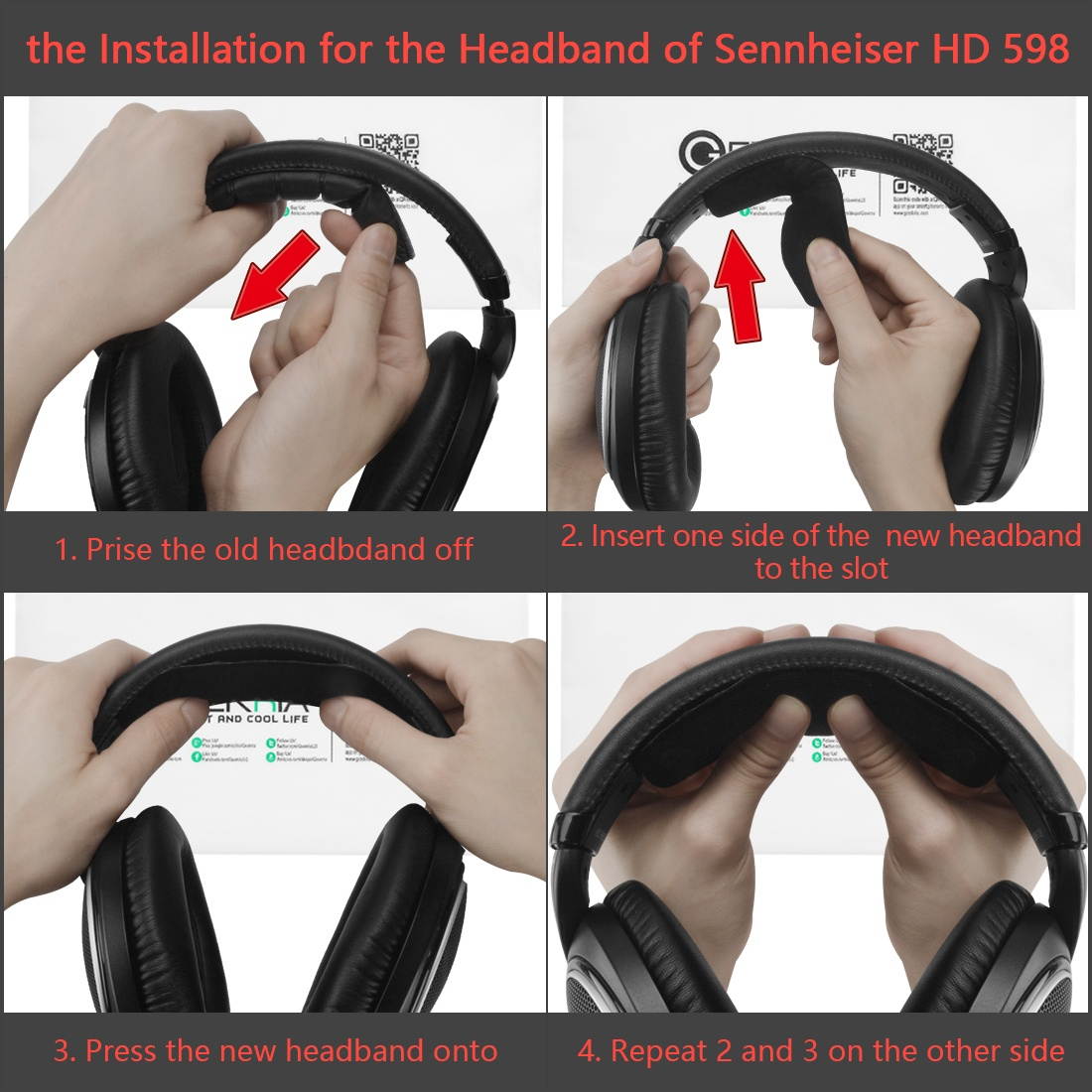 Geekria Comfort Earpad Replacement for Sennheiser HD598, HD598SE, HD598CS, HD515, HD555, HD595, HD518 Ear Pad and Headband Pad/ Ear Cushion + Headband Cushion/ Repair Parts Suit (Dense Velvet/Black)