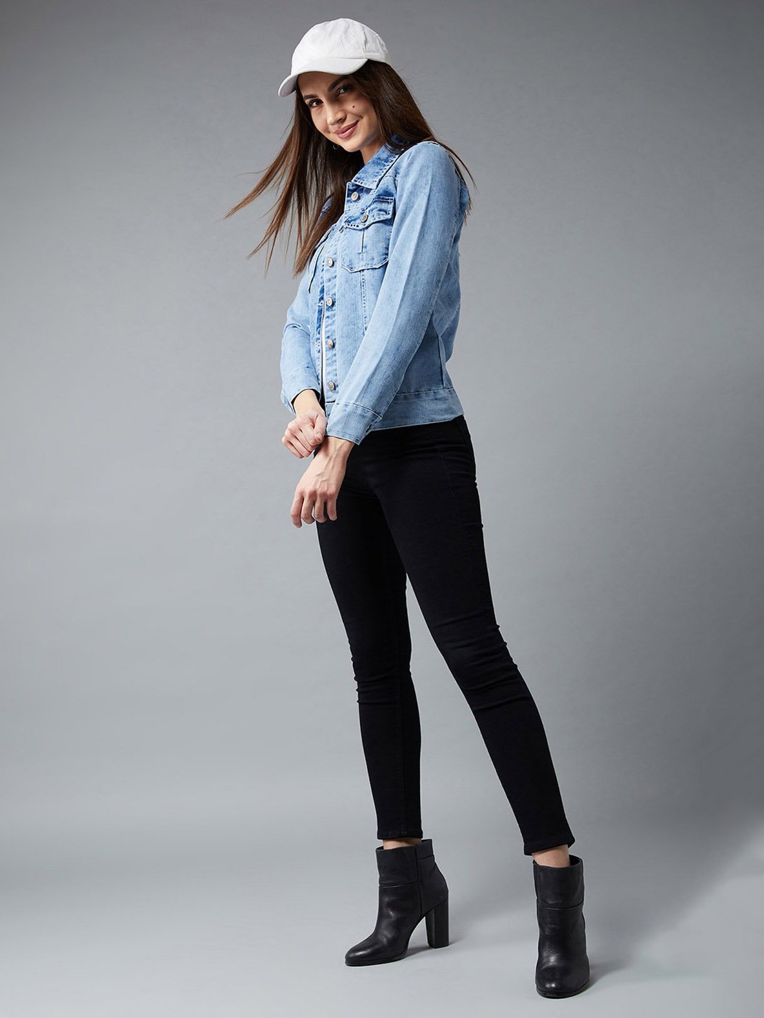 DOLCE CRUDO Light Blue Relaxed Fit Denim Jacket
