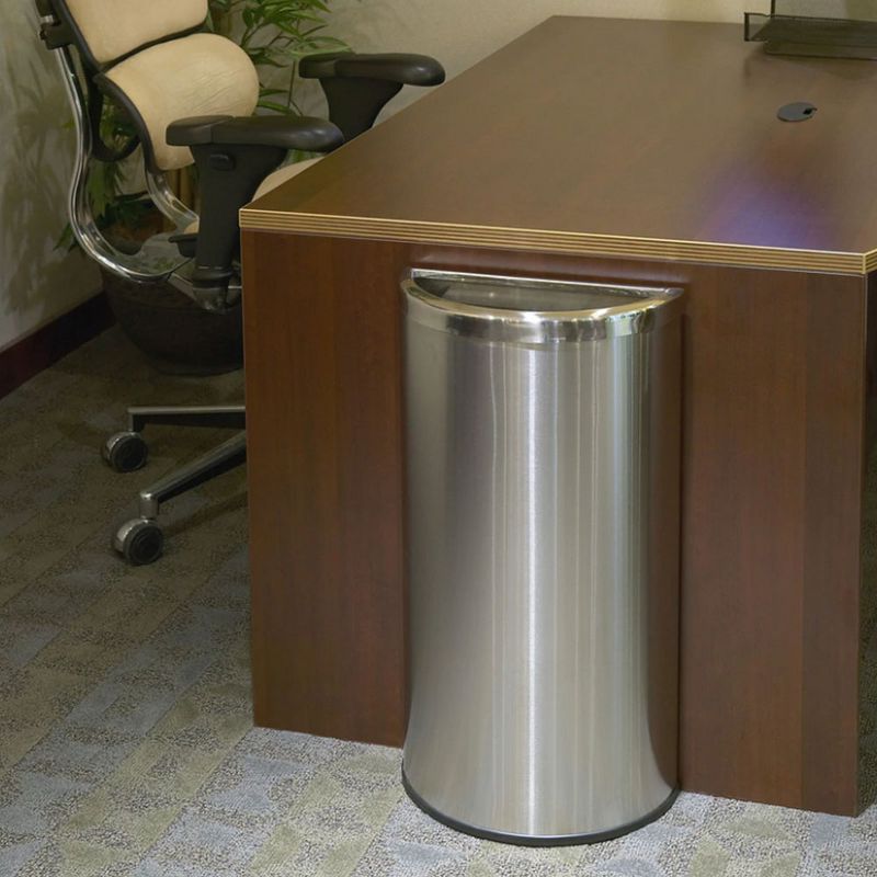 Commercial Zone 783929 Heavy Duty Durable 15 Gallon Open Top Trash Can and Waste Bin Container with Galvanized Half Moon Design, Silver