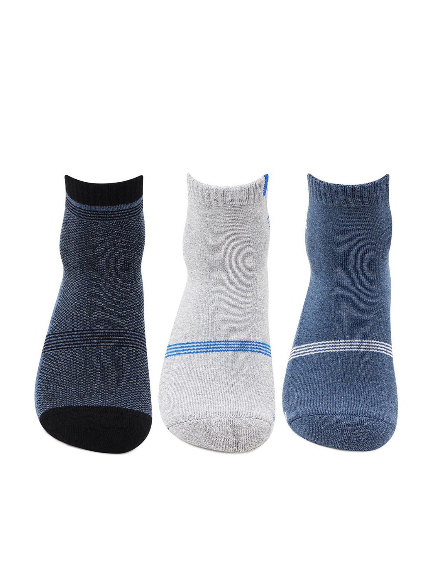 Bonjour Light Navy, Light Grey Socks (Pack Of 3)