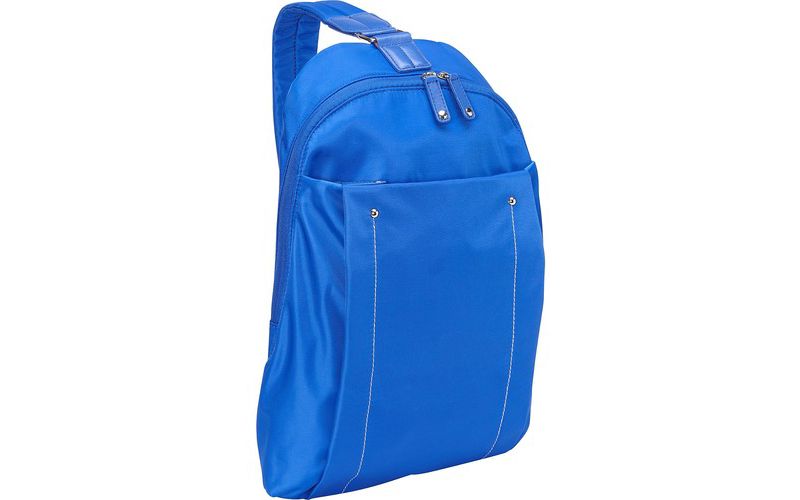 WIB Miami City Slim Backpack for up-to 14.1" Notebook , Tablet, eReader - Blue - Twill Polyester - Twill Polyester, Microsuede - Shoulder Strap