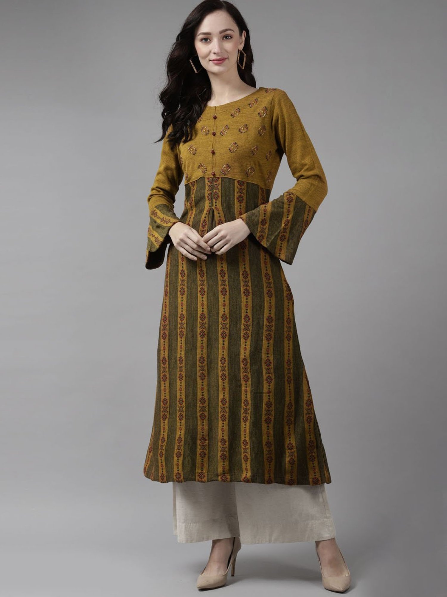Cayman Brown Striped Kurta