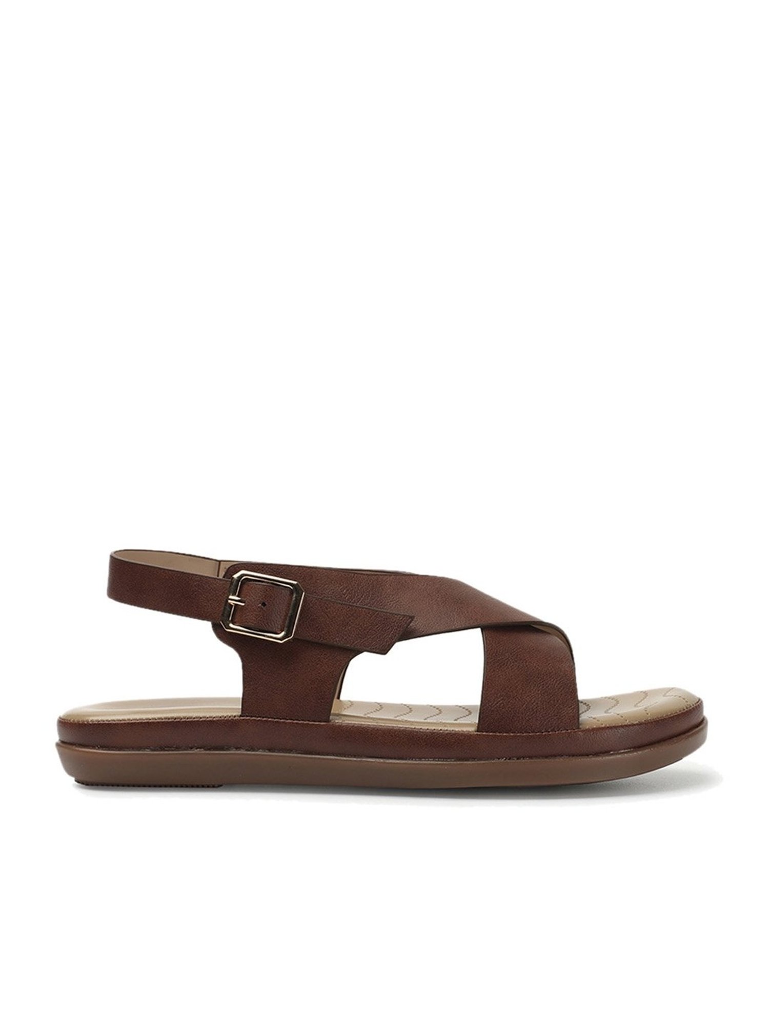 Iconics Women's Brown Cross Strap Sandals