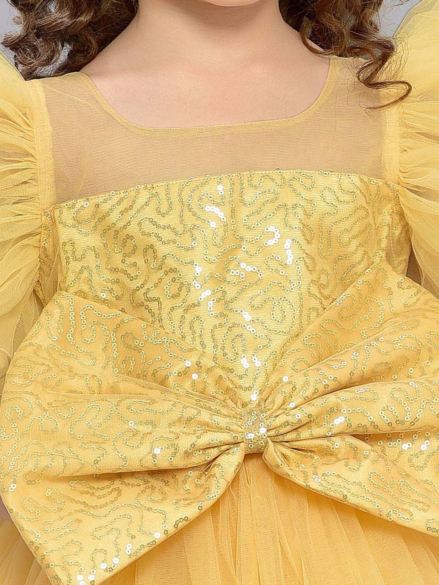 Pink Chick Kids Gold Sequence Party Gowns