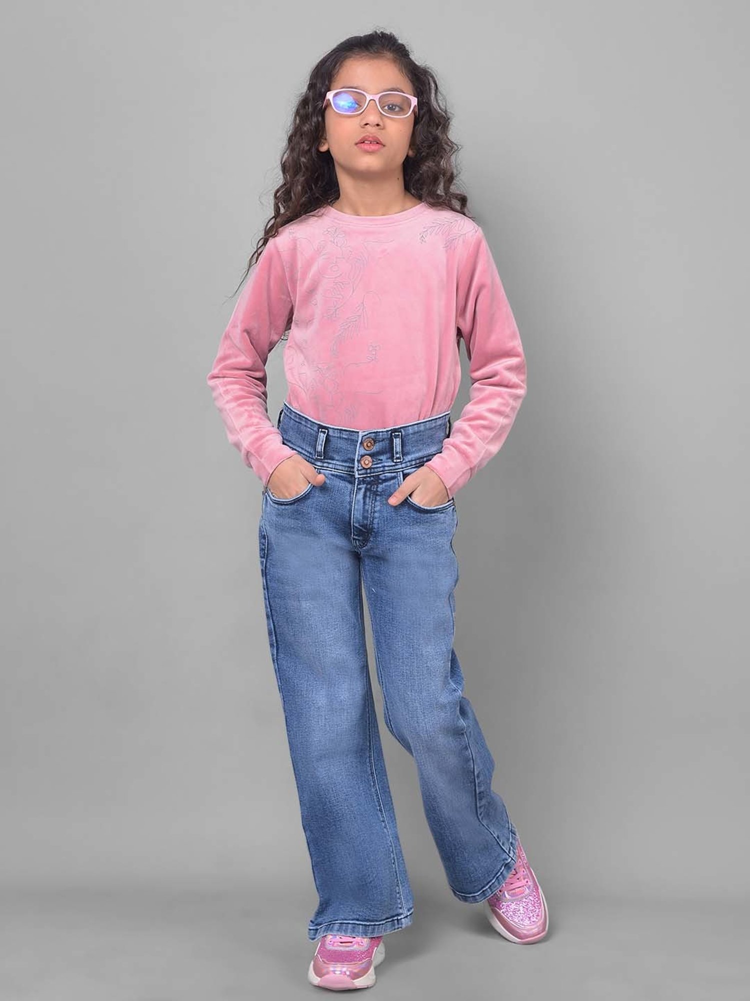 Crimsoune Club Girls Blue Bootcut Fit Jeans