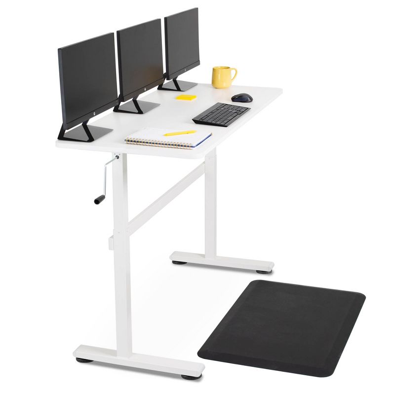 Tranzendesk Standing Desk - 55" Manual Height Adjustable Workstation - White - Stand Steady