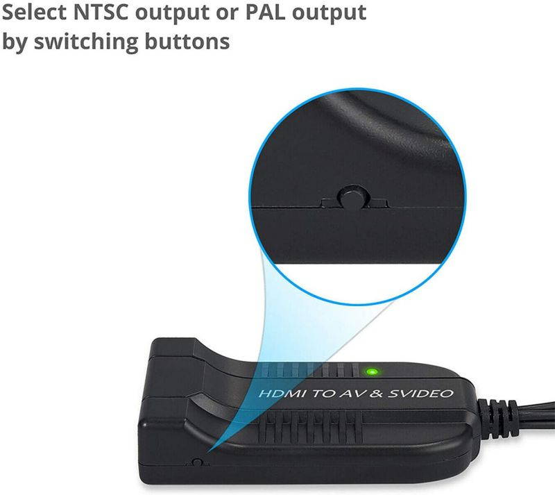 MagiDeal AV CVBS to HDMI Converter Male Composite Female RCA S-Video to HDMI Adapter Support 1080P for TV VHS VCR DVD