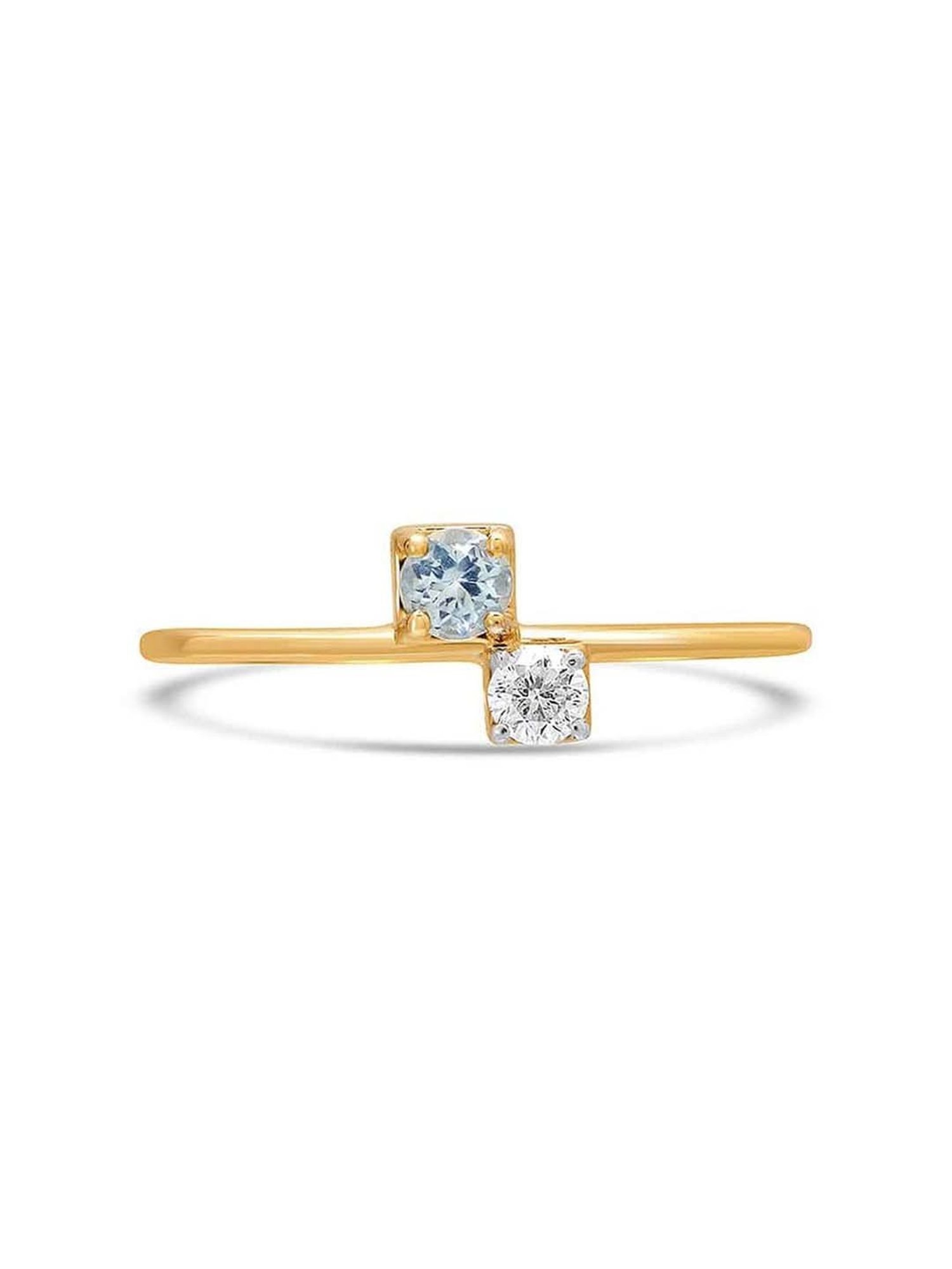 Mia By Tanishq Mia Icicles 14k Yellow Gold Azure Blue Topaz Ring