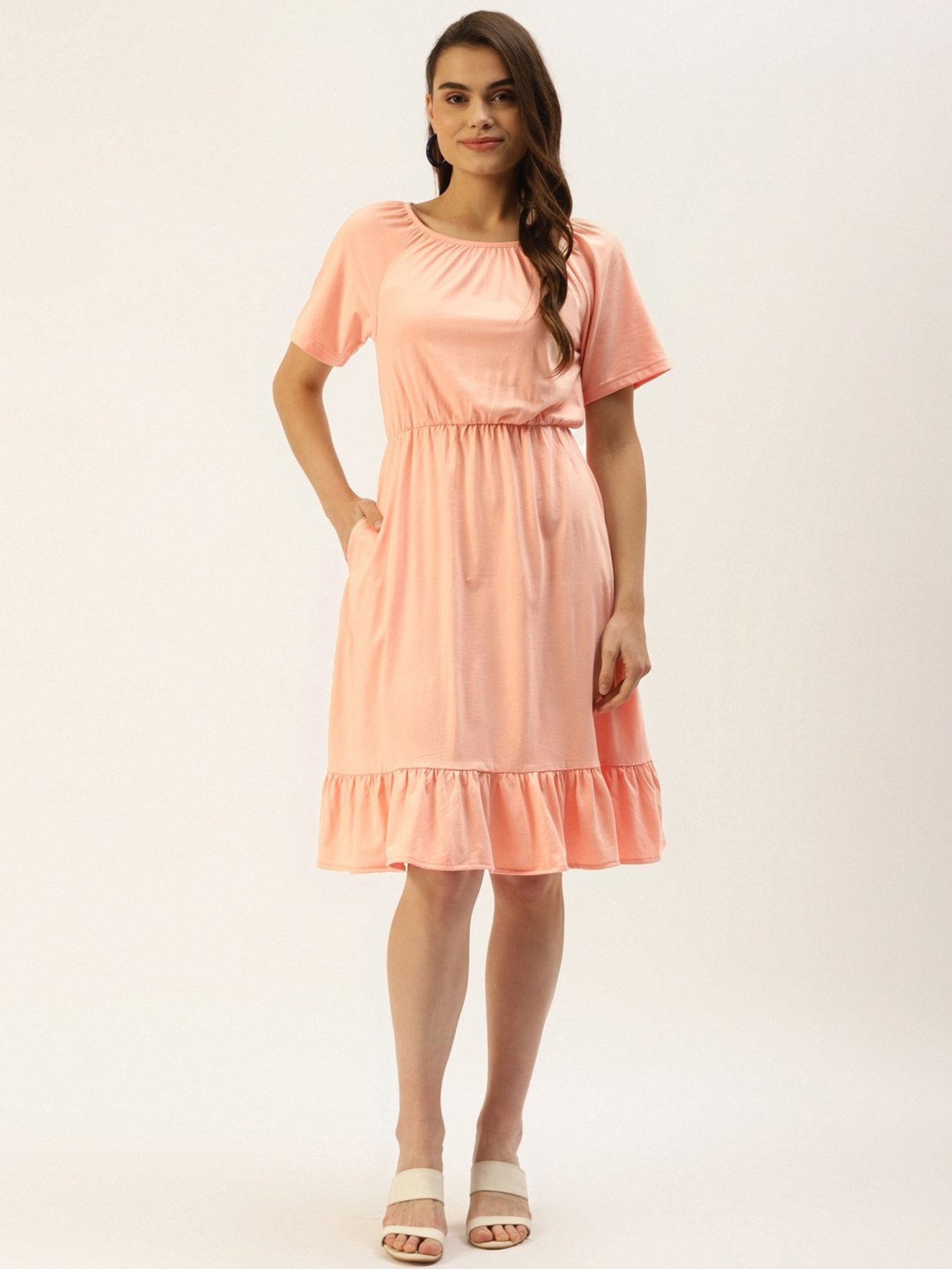 BRINNS Peach Midi A Line Dress