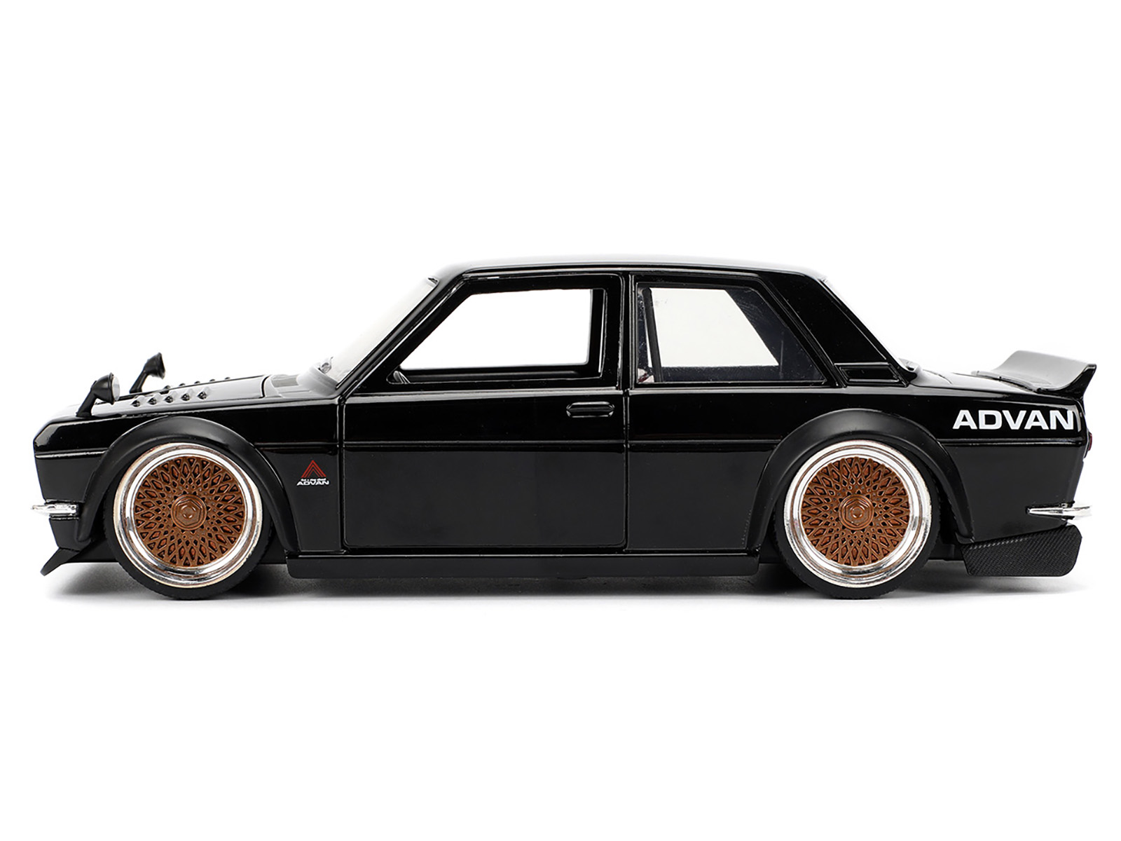 1973 Datsun 510 Black with Gold Wheels "JDM Tuners" Series 1/24 Diecast Model Car by Jada