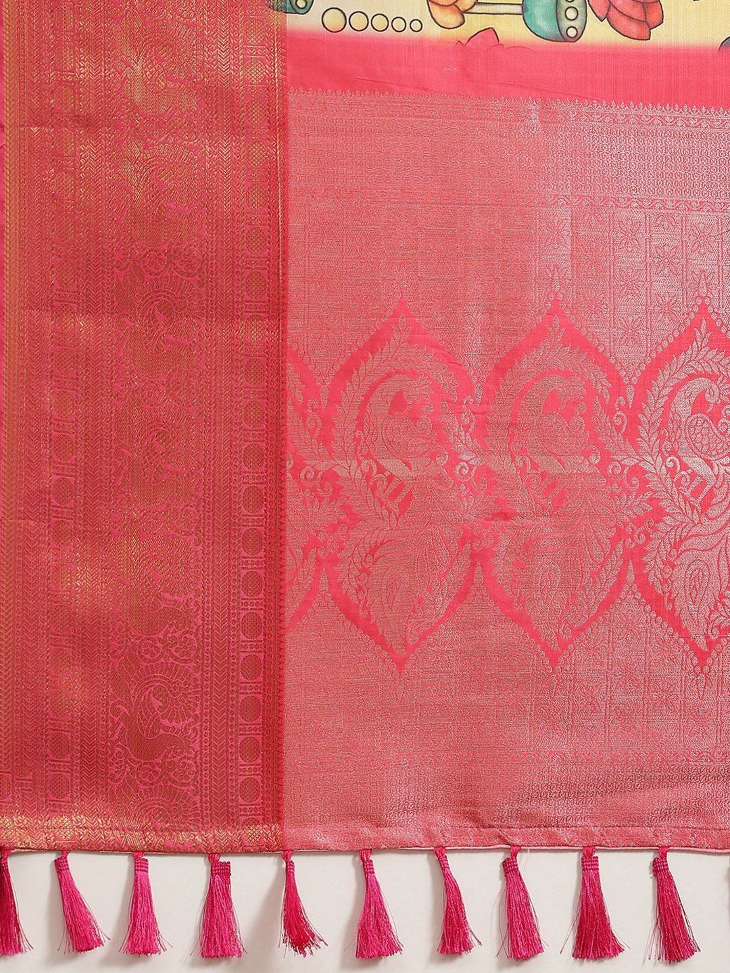 Silk Land Silk Multicolored Woven Saree With Unstitched Blouse