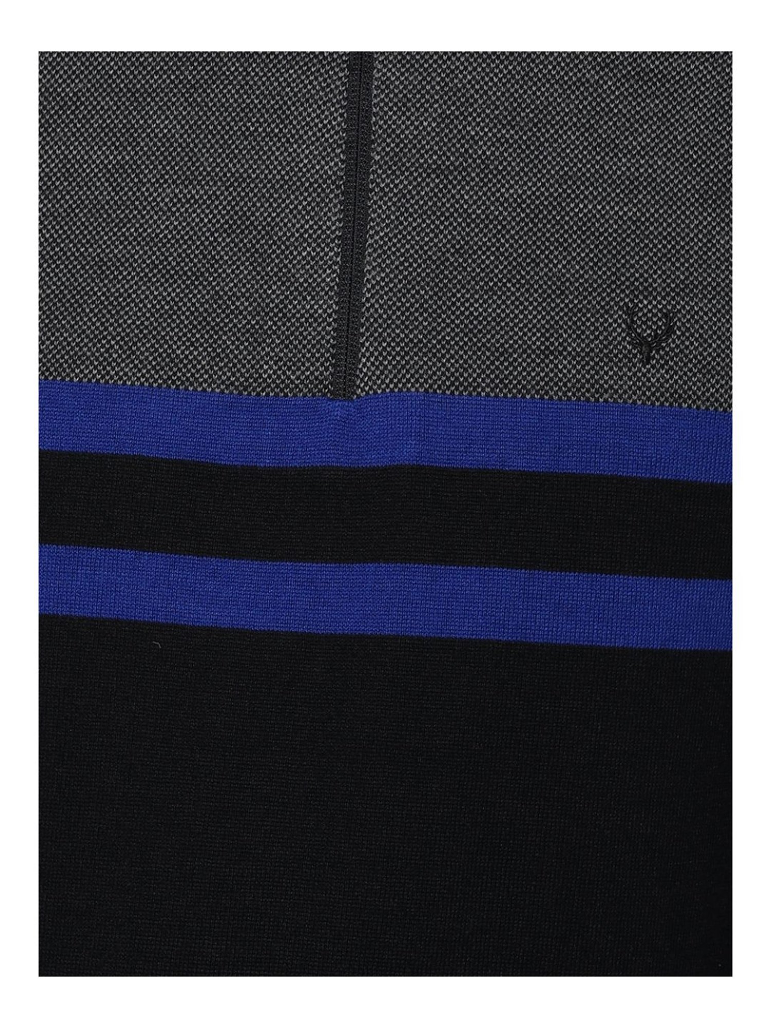 Allen Solly Black Regular Fit Colour Block Sweater