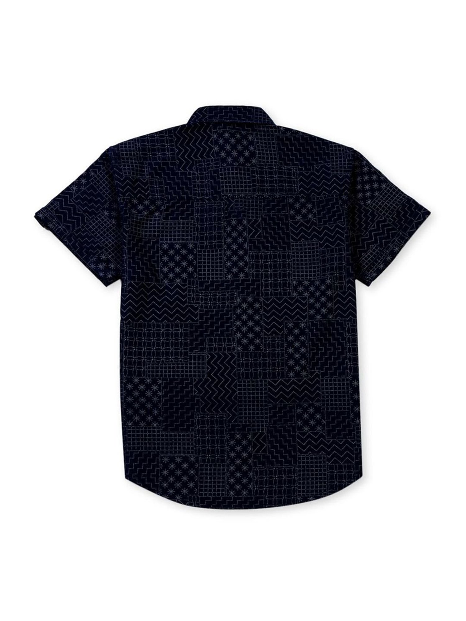 Gini & Jony Kids Navy Cotton Printed Shirt