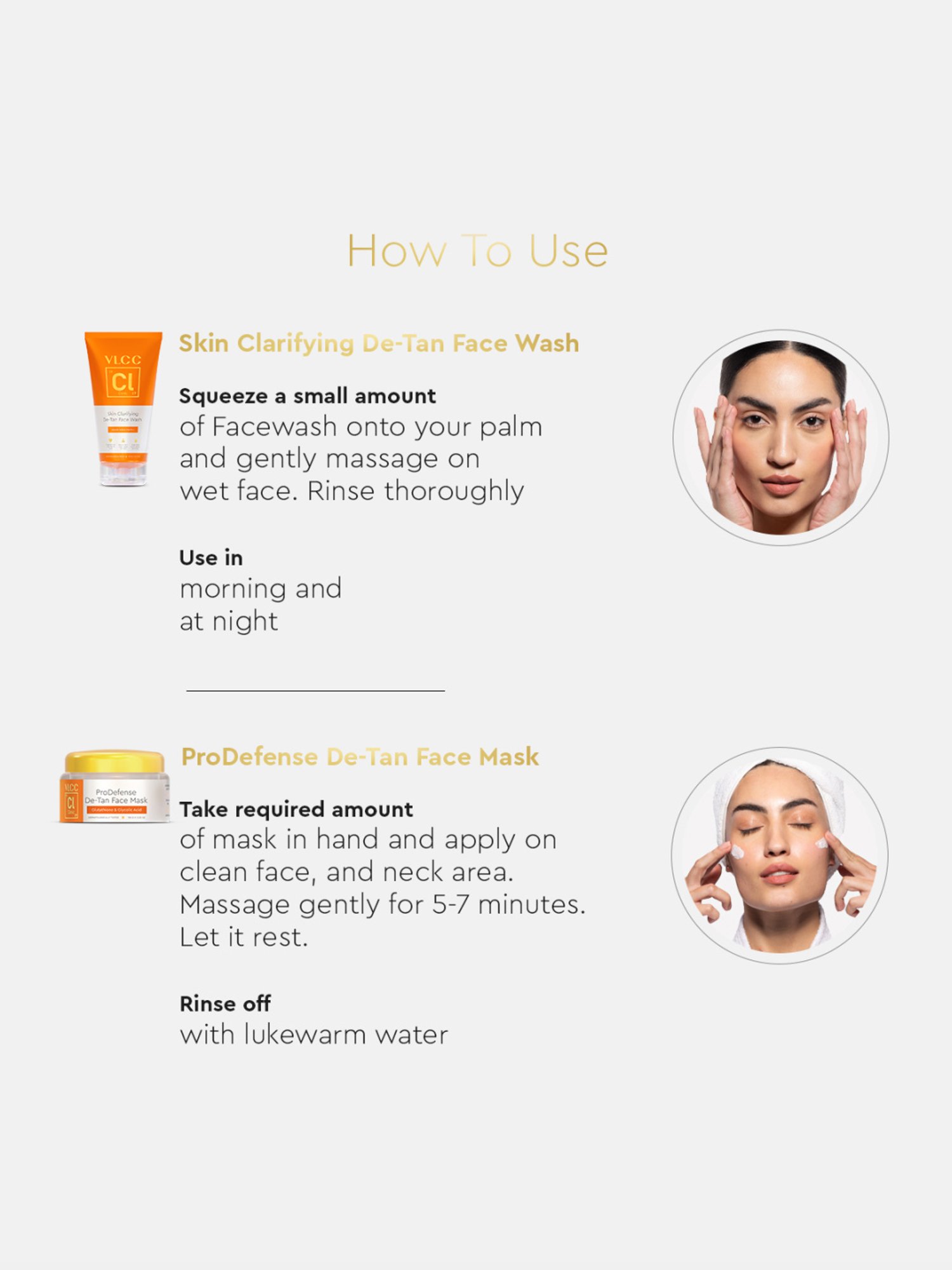 VLCC Clinic Skin Clarifying De-Tan Face Wash & De-tan Face Mask Combo