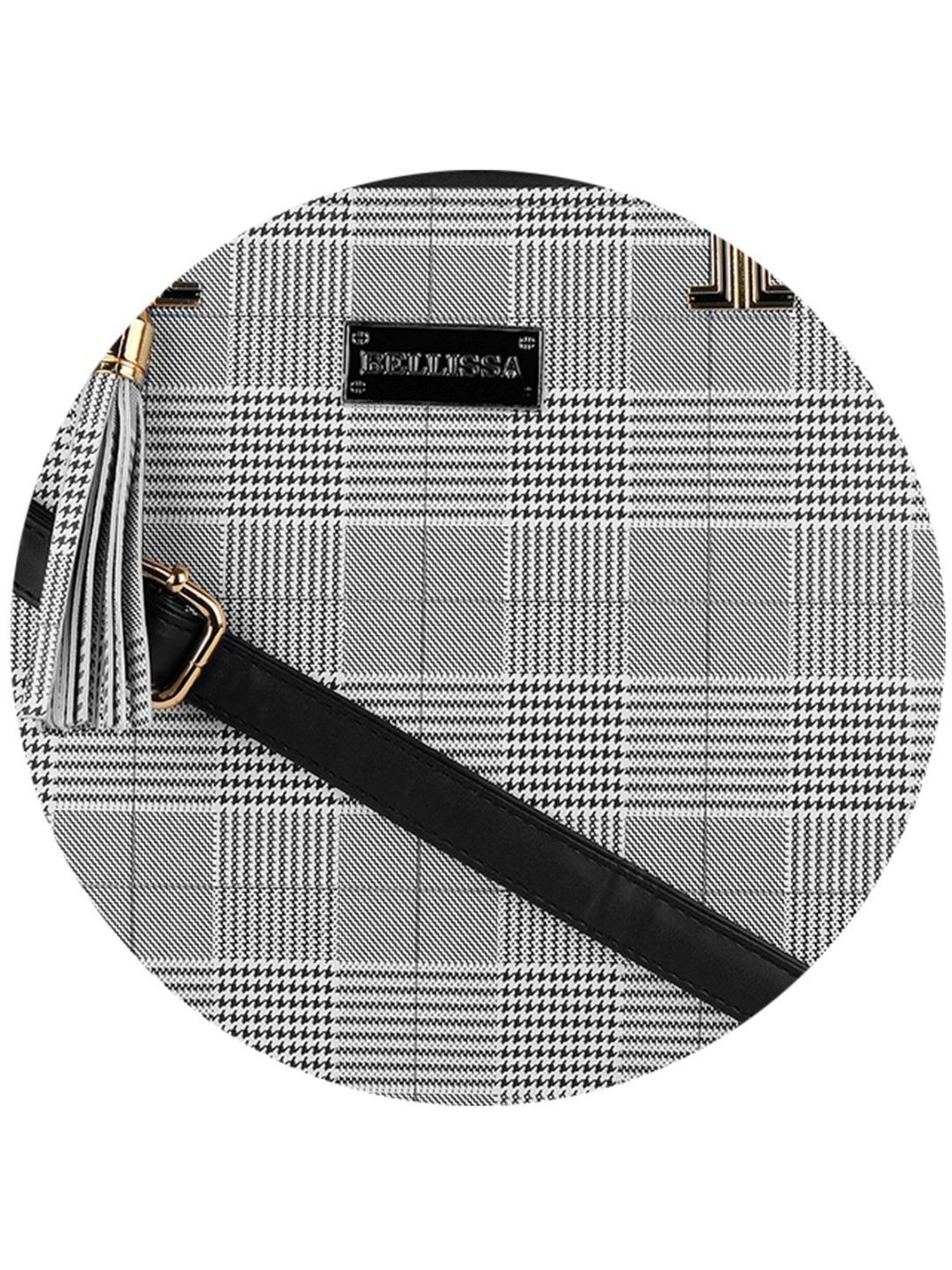 Bellissa Grey & Black Striped Medium Handbag