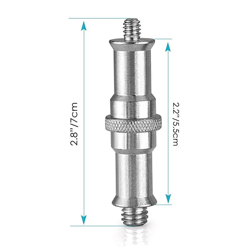 2 Pieces Standard 14 to 38 inch Metal Male Convertor Threaded Screw Adapter Spigot Stud for Studio Light Stand HotshoeColdshoe Adapter Ball Head Wireless Flash Receiver Trigger