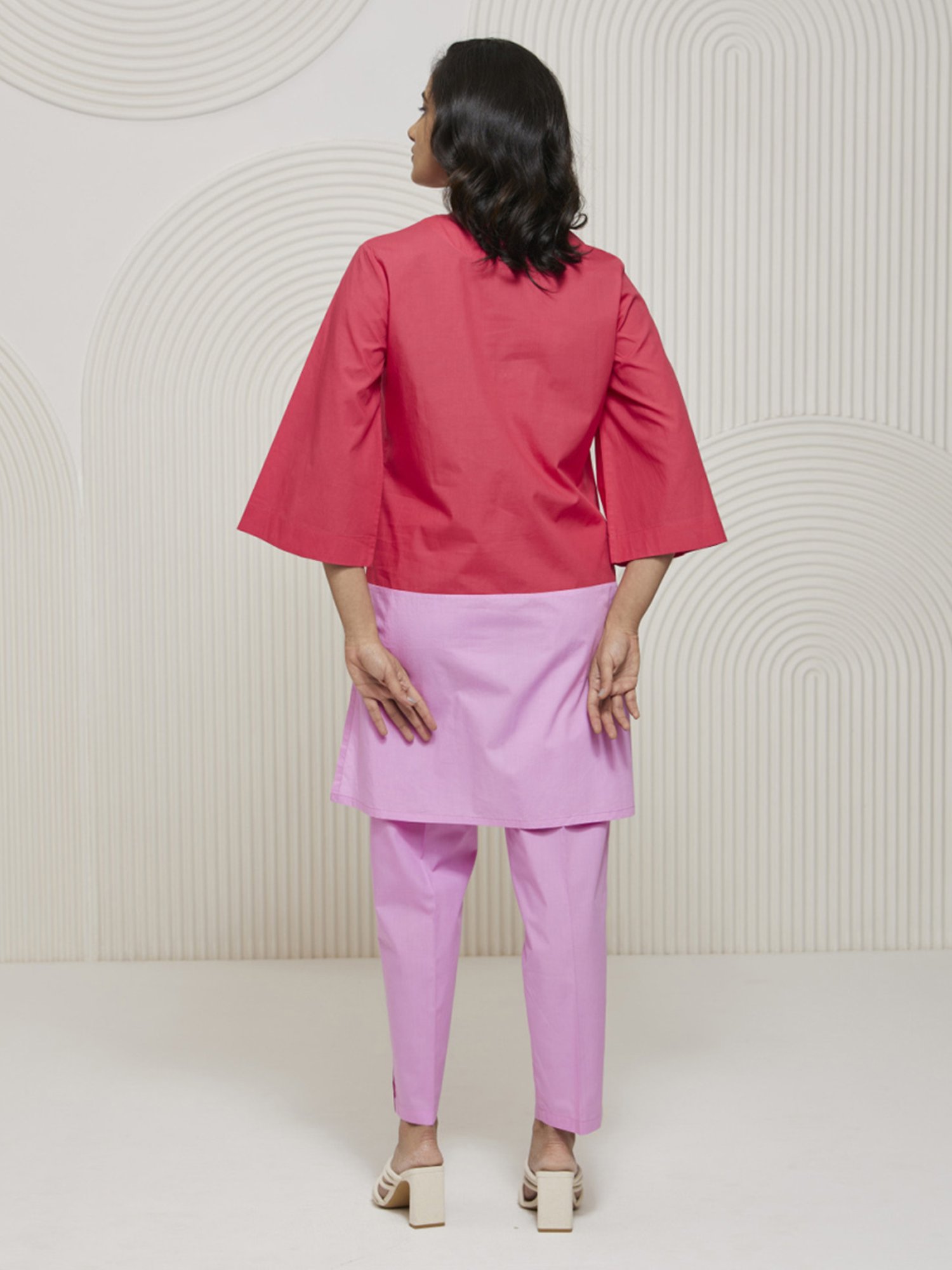 Artagai Midnight Navy Elevated Basics Co-Ord Set With Notch Collar Top And Straight Pants