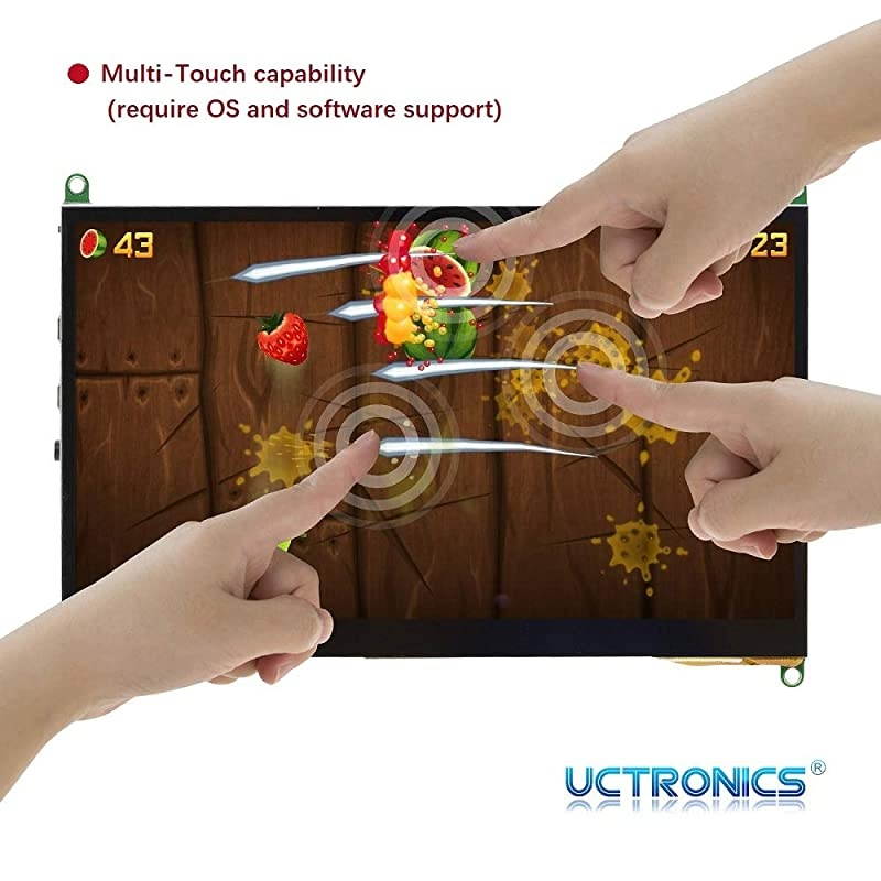 7 Inch IPS Touchscreen for Raspberry Pi with Prop Stand 1024&times;600 Capacitive HDMI LCD Monitor Portable Display for Raspberry Pi 4 3 B+ Windows 10 8 7 Free Driver