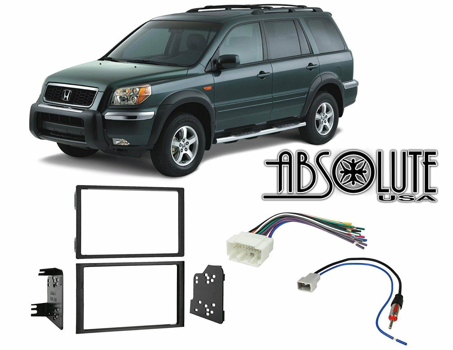 Absolute RADIOKITPKG18 Fits Honda Pilot 2006-2008 w/o OE NAV Double DIN Harness