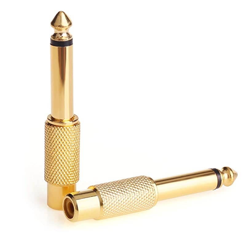 14 to RCA  RCA to 14 Adapter RCA Female to 635mm 14 inch Male Mono TS Interconnect Audio Adapter Conversion Plug Adaptor Gold Plated4 Pack