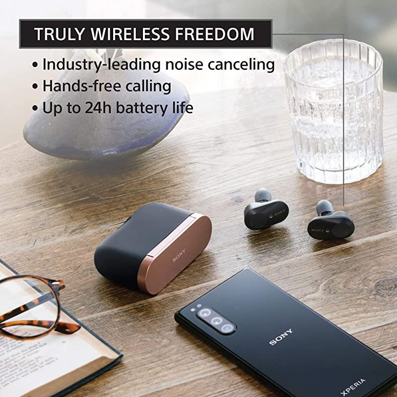 WF-1000XM3 Industry Leading Noise Canceling Truly Wireless Earbuds Headset/Headphones with AlexaVoice Control And Mic For Phone Call, Black