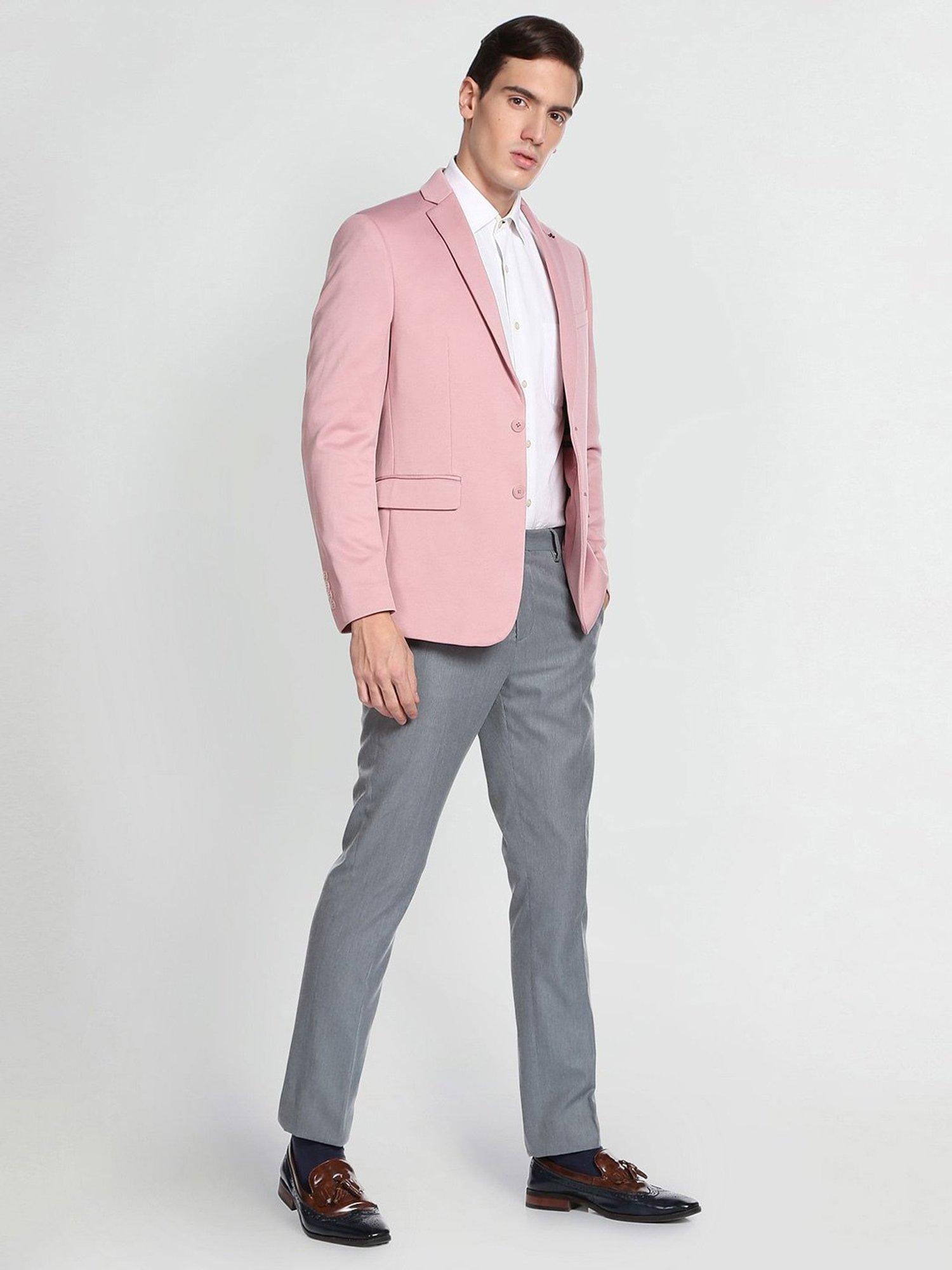 Arrow Dusty Pink Slim Fit Textured Blazer