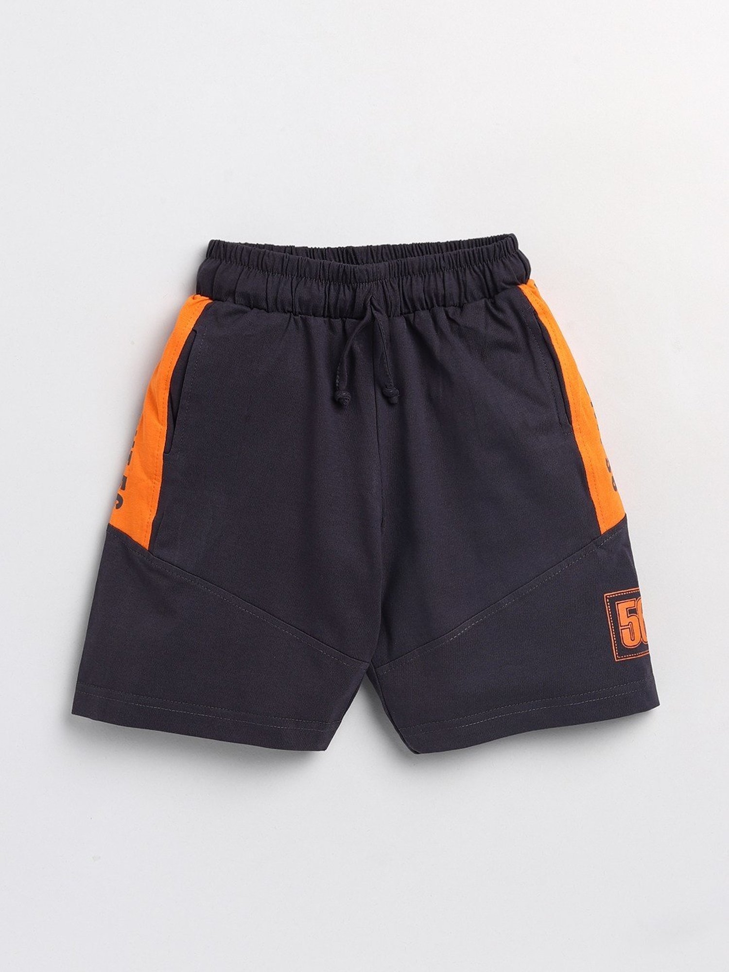 Todd N Teen Kids Grey & Orange Cotton Color Block Bermunda