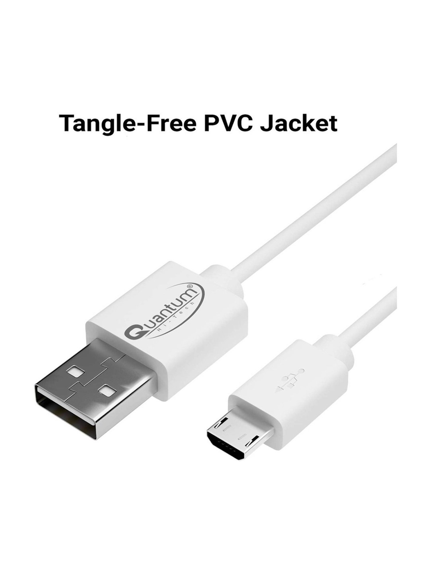 Quantum 1M Micro USB Cable with Copper Braiding (White)