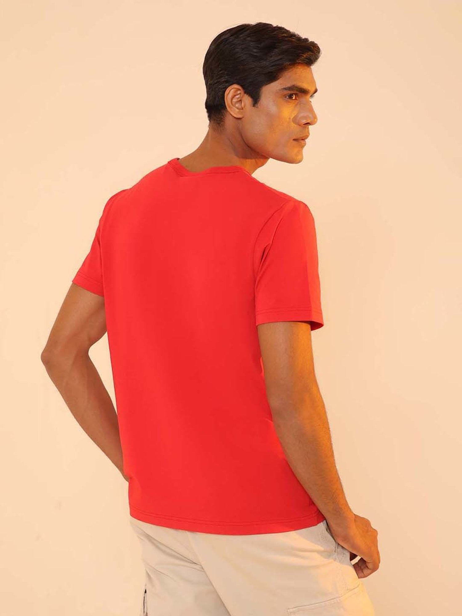 SUBTRACT Red Regular Fit Crew T-Shirt