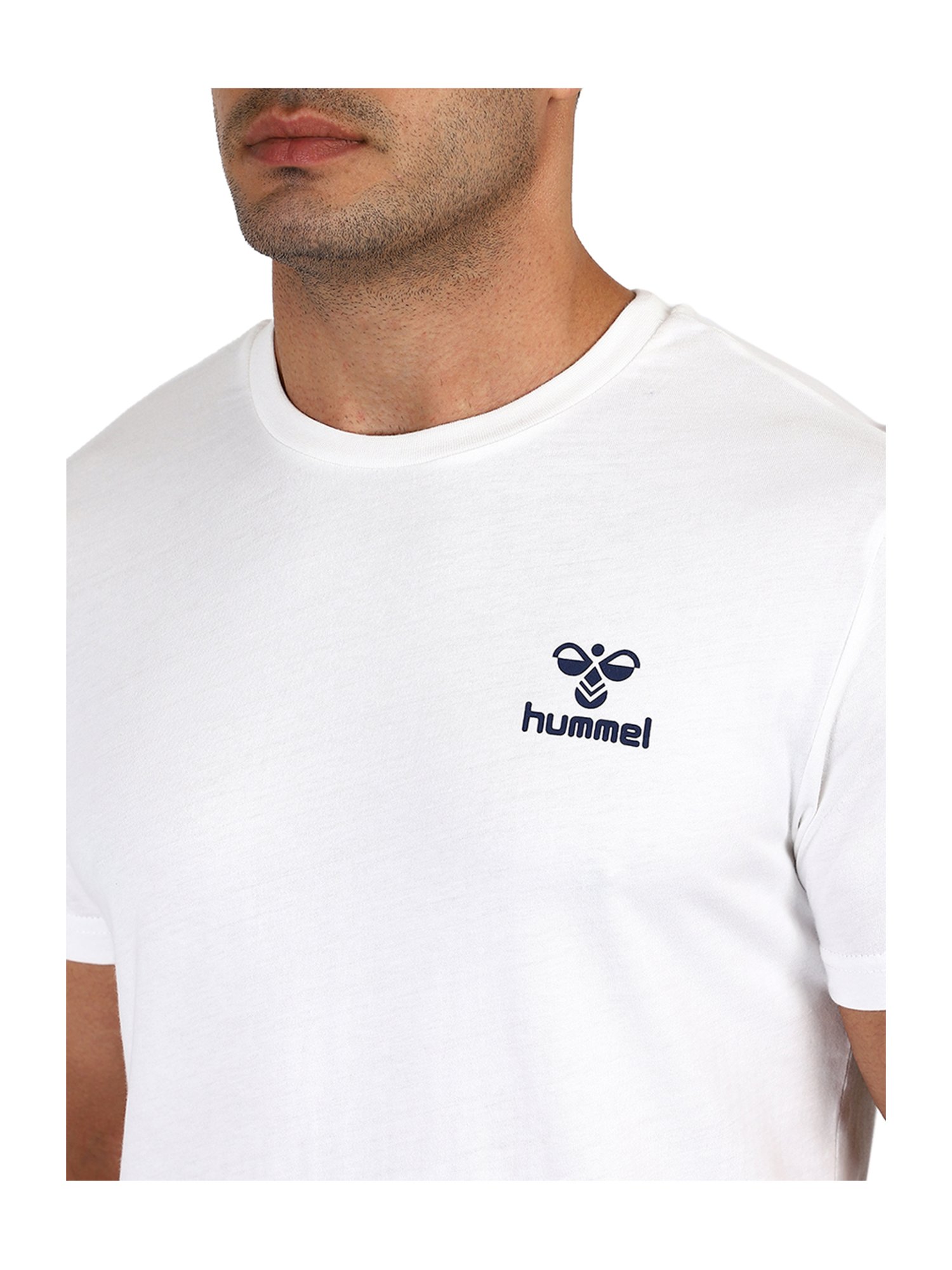 Hummel White Cotton Solid T-Shirt