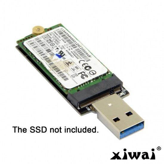 Xiwai Retractable 42mm NGFF M2 B-key or B/M-key SSD to USB 3.0 External PCBA Conveter Adapter Card Flash Disk Type Black