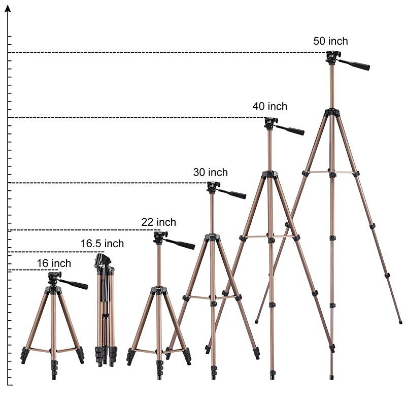 50 Inch Aluminum Tripod Video Tripod for Cellphone and Camera Universal Tripod with Wireless Remote Cellphone Holder Mount for All Smart Phone Gopro