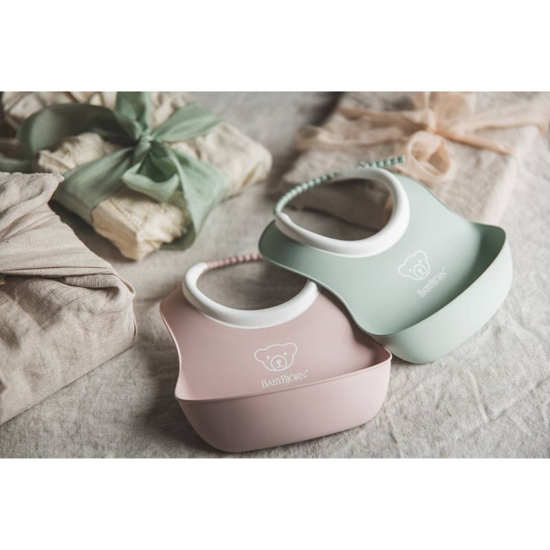 BabyBjorn 2pk Baby Bib Set - Powder Green/Pink - S
