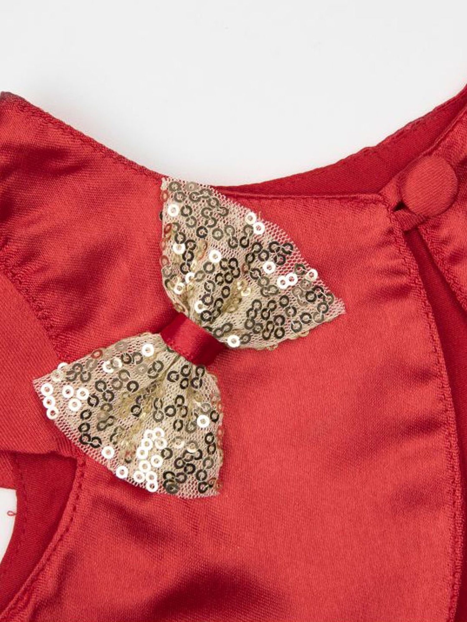 Many Frocks Kids Red Embellished Shrug